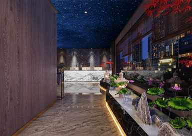 星空主題足浴店裝修設(shè)計案例效果圖